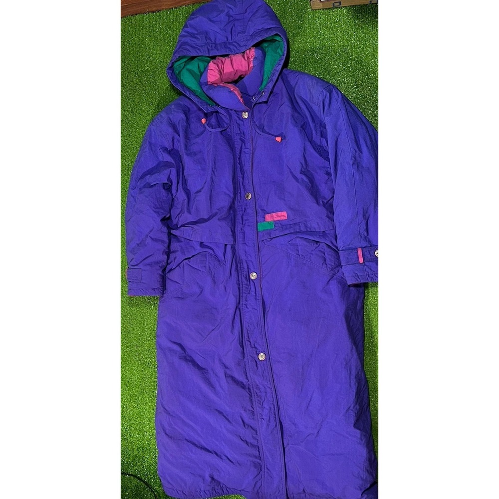 Vintage Womens Ski Jacket SZ 12 LG Insulated Winter Coat Park Purple Pink Teal‎